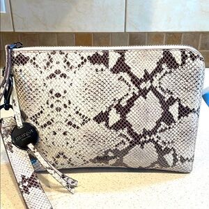 Imoshion Snake Print Wristlet Clutch - Brown and Cream